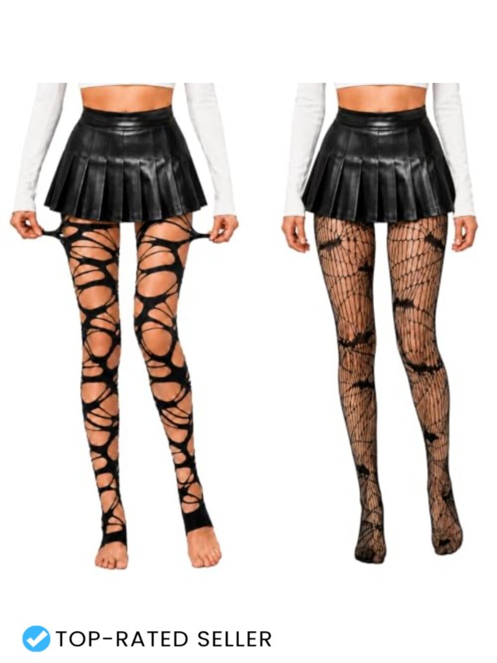 Y2K Ripped Cutout Tights & Fishnet Stockings Set Gothic Punk